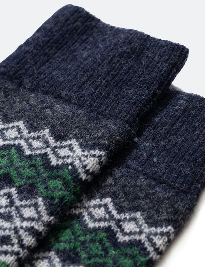 Norse Projects Bjarki Fairisle Socks - Dark Navy Blue