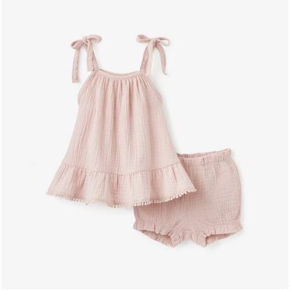 Blush Organic Muslin Tie Top Set