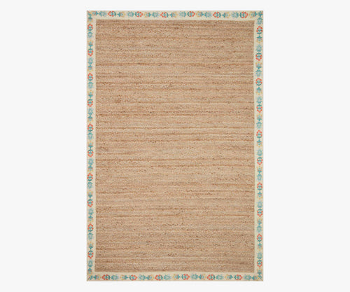 Costa Mughal Rose Jute Rug - Natural & Cream