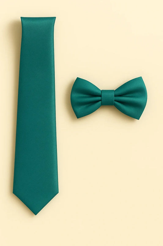Teal Tie and Bowtie Set with Matching Pocket Square - KCT Menswear