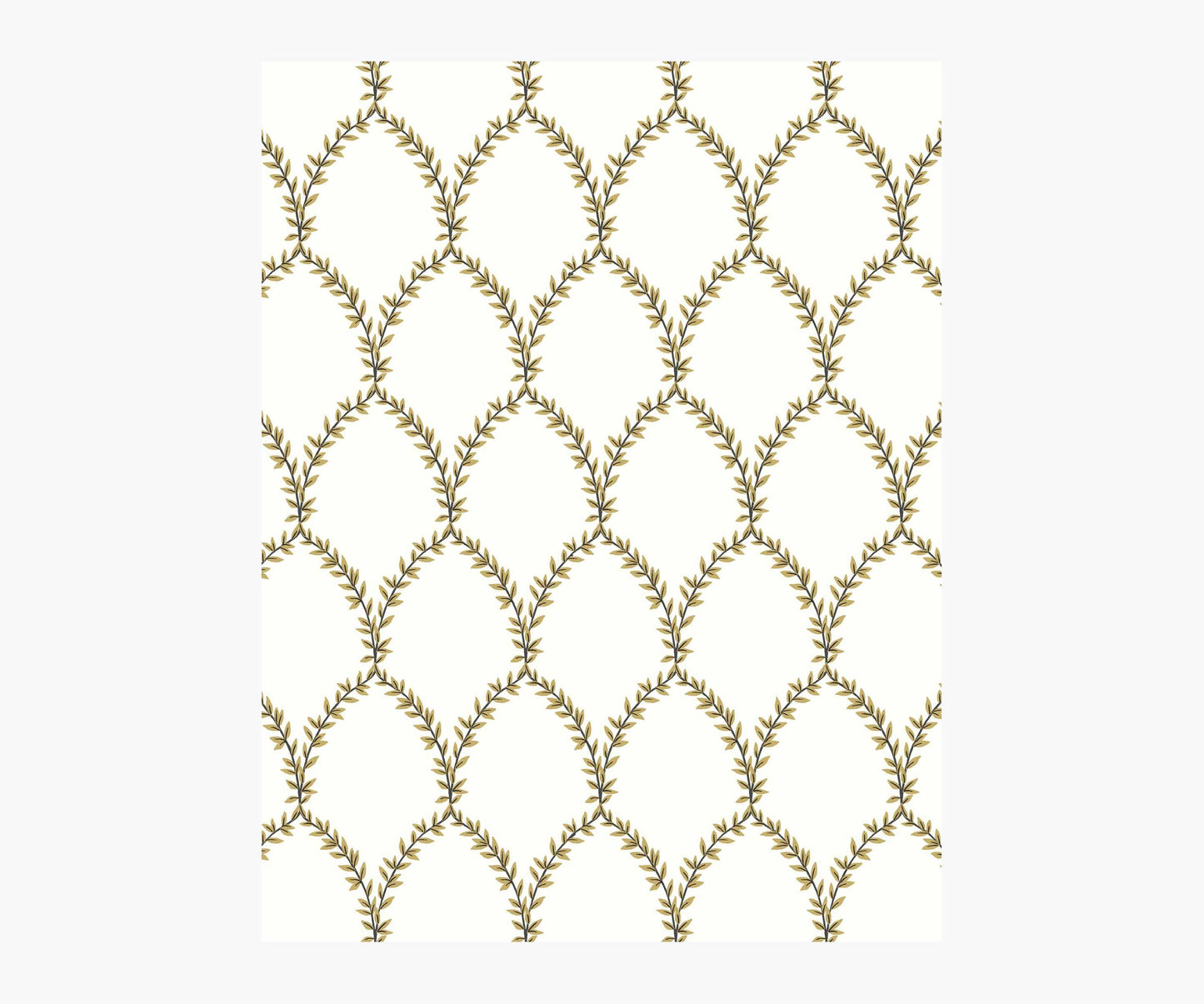 Laurel Wallpaper Sample - Metallic Gold & White