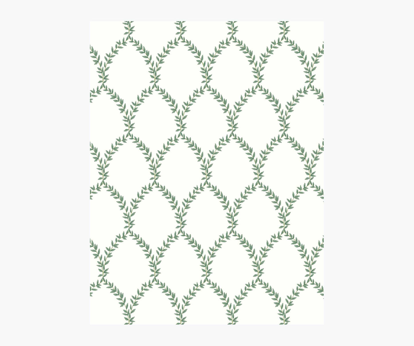 Laurel Wallpaper Sample - Green & White