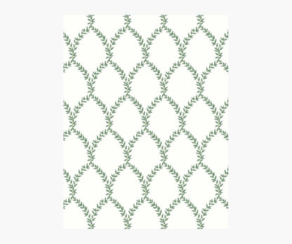 Laurel Wallpaper Sample - Green & White