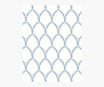 Laurel Wallpaper Sample - Blue & White