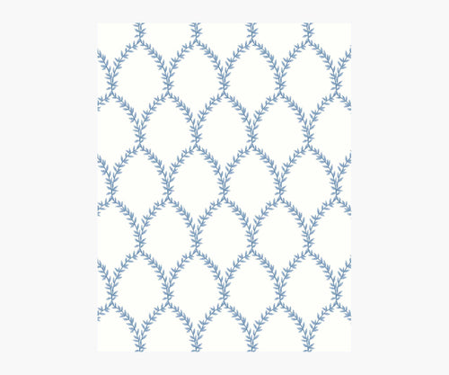 Laurel Wallpaper Sample - Blue & White